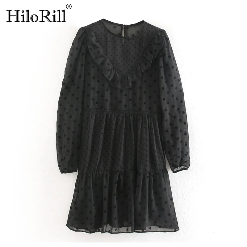 HiloRill Chic Polka Dot Mini Dress Women Elegant O Neck Ruffle Pleated Dress See Through Long Sleeve Black Dresses Vestidos
HiloRill Chic Polka Dot Mini Dress Women Elegant O Neck Ruffle Pleated Dress See Through Long Sleeve Black Dresses Vestidos