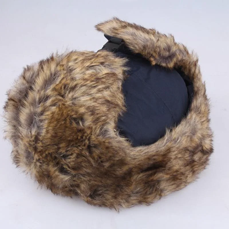 Шапка-ушанка из искусственного меха ушанки теплая зимняя шапка в стиле милитари