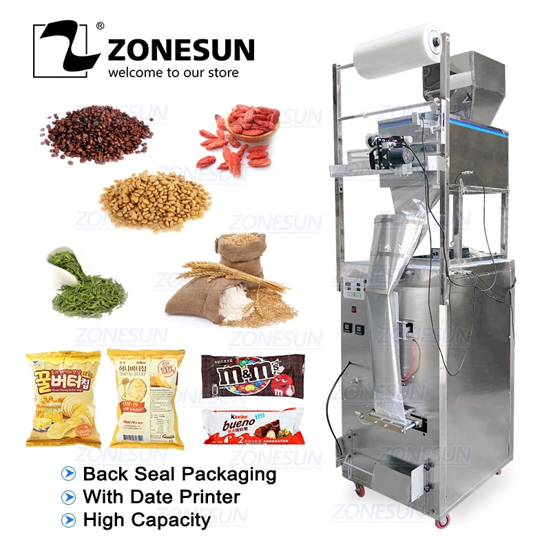 ZONESUN 10-999g Large Capacity Automatic Filling Sealing Machine Food Coffee Bean Grain Power Bag Back Seal Packaging Machine
ZONESUN 10-999g Large Capacity Automatic Filling Sealing Machine Food Coffee Bean Grain Power Bag Back Seal Packaging Machine