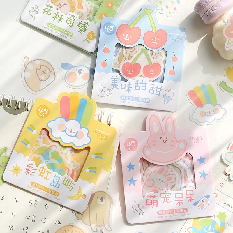 45 pieces/pack, sweet and cute mini stickers, cherry animals, rainbow flowers, children’s mobile phone stickers, diary stickers
45 pieces/pack, sweet and cute mini stickers, cherry animals, rainbow flowers, children’s mobile phone stickers, diary stickers