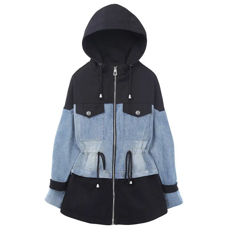 Large Size Dress Mid-Length Windbreaker Women's Autumn New Large Girl's Waist Hugging Slim Stitching Jeans Coat Women
Large Size Dress Mid-Length Windbreaker Women's Autumn New Large Girl's Waist Hugging Slim Stitching Jeans Coat Women