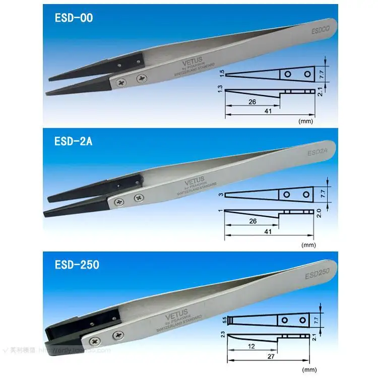 VETUS ESD Stainless Tweezers,Anti - static,with Changeable Tip ,3pcs/lot (1pcs ESD-00+1pcs ESD-2A+1pcs ESD-250)
VETUS ESD Stainless Tweezers,Anti - static,with Changeable Tip ,3pcs/lot (1pcs ESD-00+1pcs ESD-2A+1pcs ESD-250)
