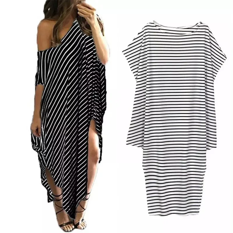 Summer Loose Striped Maxi Dress Ladies Off Shoulder Casual Woman Dresses Vacation Beach Female Robe vestido de mujer 2021
Summer Loose Striped Maxi Dress Ladies Off Shoulder Casual Woman Dresses Vacation Beach Female Robe vestido de mujer 2021
