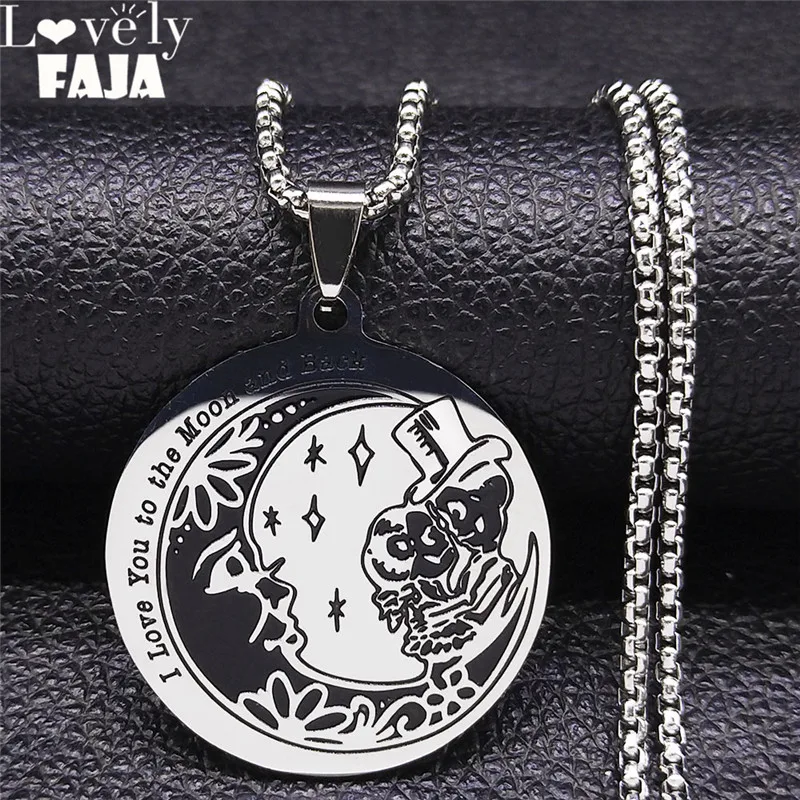 Gothic Mooon Love Couples Skull Stainless Steel Necklaces Silver Color Inverted Pentagram Necklace Jewelry collier N3629S03
Gothic Mooon Love Couples Skull Stainless Steel Necklaces Silver Color Inverted Pentagram Necklace Jewelry collier N3629S03