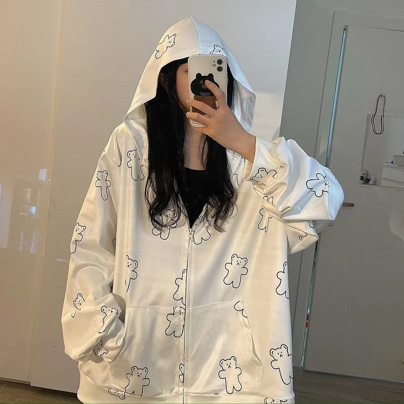 2021 New Summer Women jacket Korean Fashion style UPF clothes Cute cartoon print Hooded Loose Casual female zip-up hoodies
2021 New Summer Women jacket Korean Fashion style UPF clothes Cute cartoon print Hooded Loose Casual female zip-up hoodies