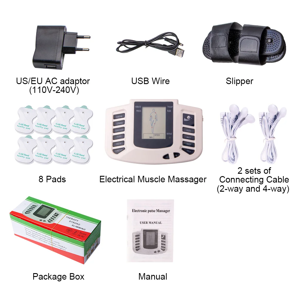 8 Pads Electrical Muscle Stimulator Russian/English Button Therapy Massager Pulse Tens Acupuncture Full Body Massage Relax Care 
8 Pads Electrical Muscle Stimulator Russian/English Button Therapy Massager Pulse Tens Acupuncture Full Body Massage Relax Care