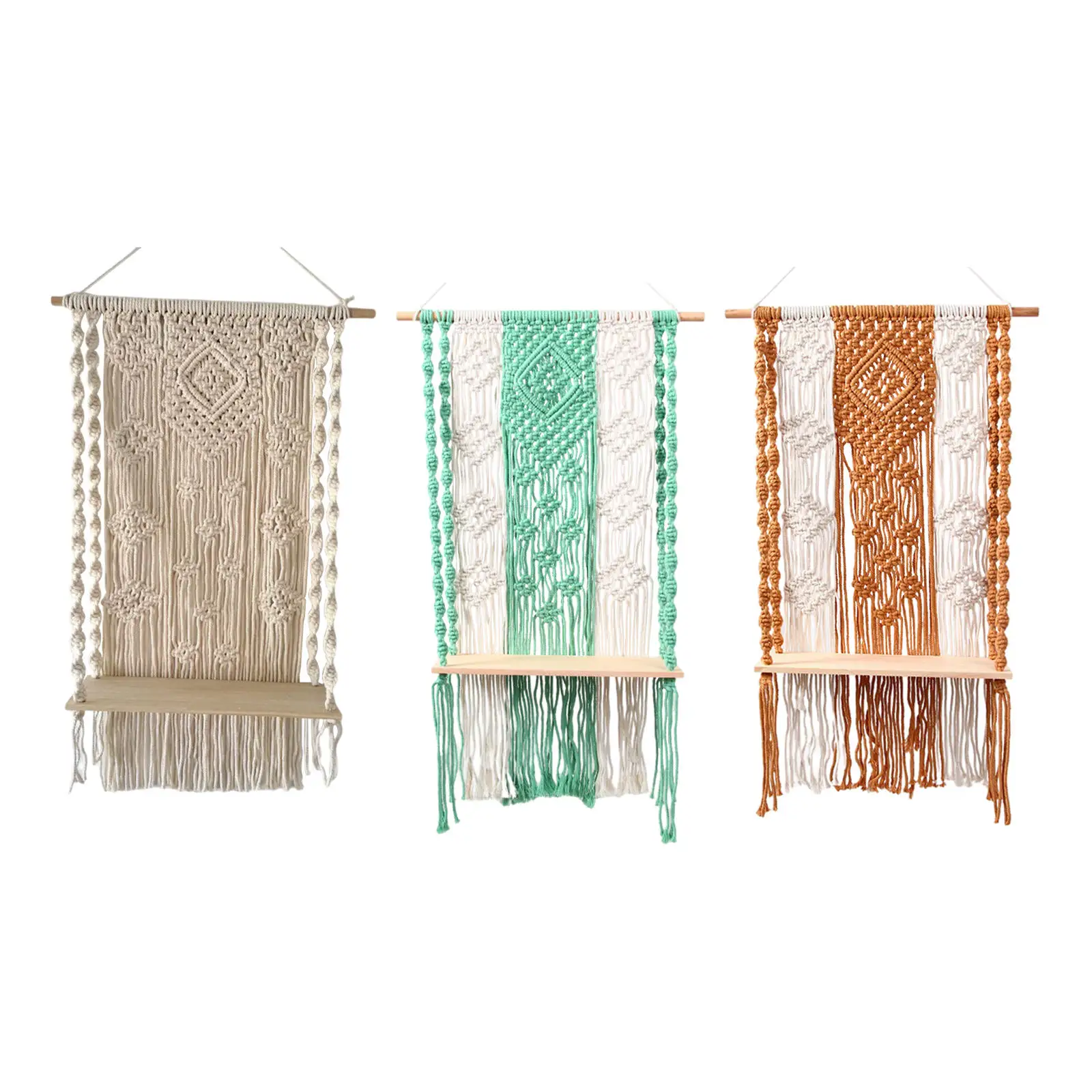 Boho Wood Shelf Tapestry, Macrame Cotton Rope Woven Wall Floating Shelf Hanging Decoration, Home Organizer Decor Handmade Craft
Boho Wood Shelf Tapestry, Macrame Cotton Rope Woven Wall Floating Shelf Hanging Decoration, Home Organizer Decor Handmade Craft
