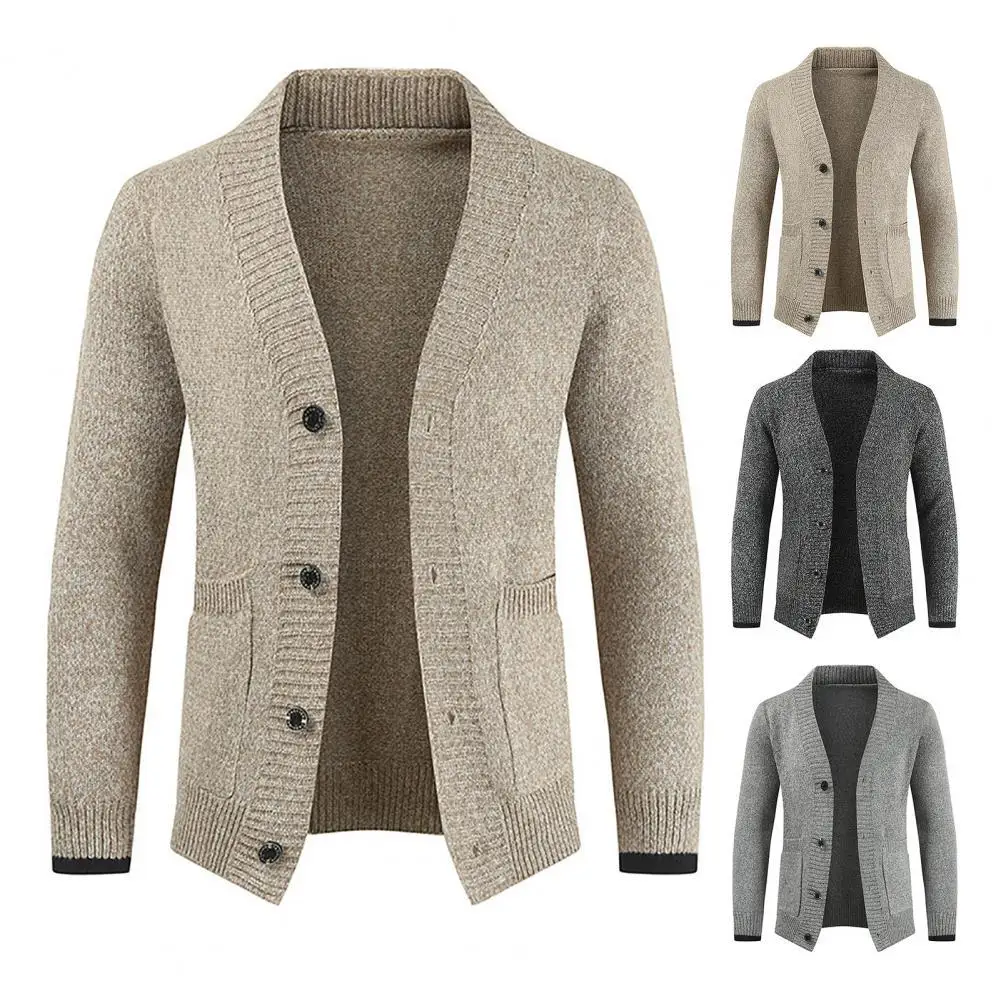 Buttons Closure Long Sleeve Sweater Coat Stretchy Solid Color Pockets V-Neck Sweater Coat Men Knitwear
Buttons Closure Long Sleeve Sweater Coat Stretchy Solid Color Pockets V-Neck Sweater Coat Men Knitwear