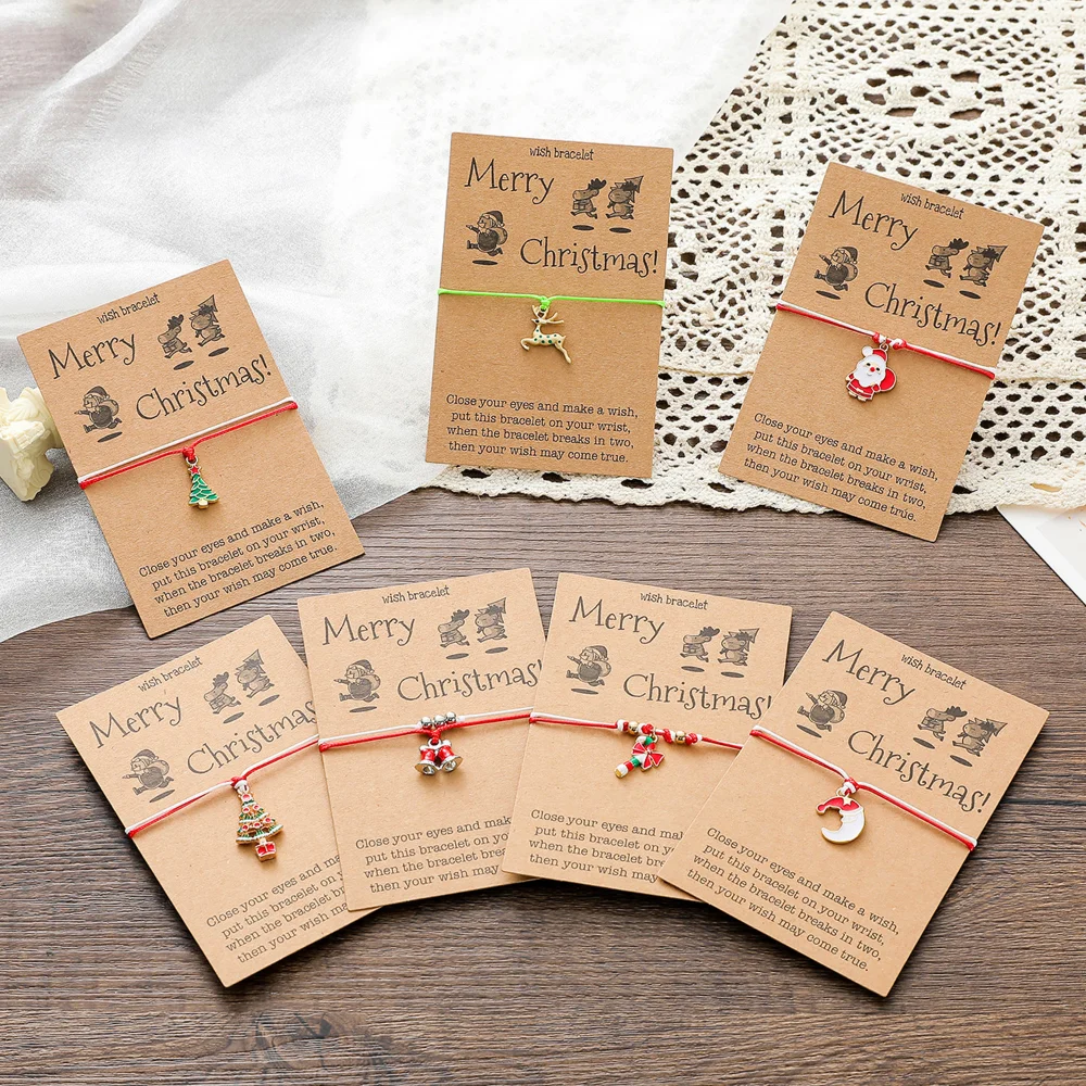 Christmas Series Handmade Bracelets Santa Claus Christmas Tree Wax Rope Weaving Adjustable Card Bracelets for Women Jewelry Gift
Christmas Series Handmade Bracelets Santa Claus Christmas Tree Wax Rope Weaving Adjustable Card Bracelets for Women Jewelry Gift