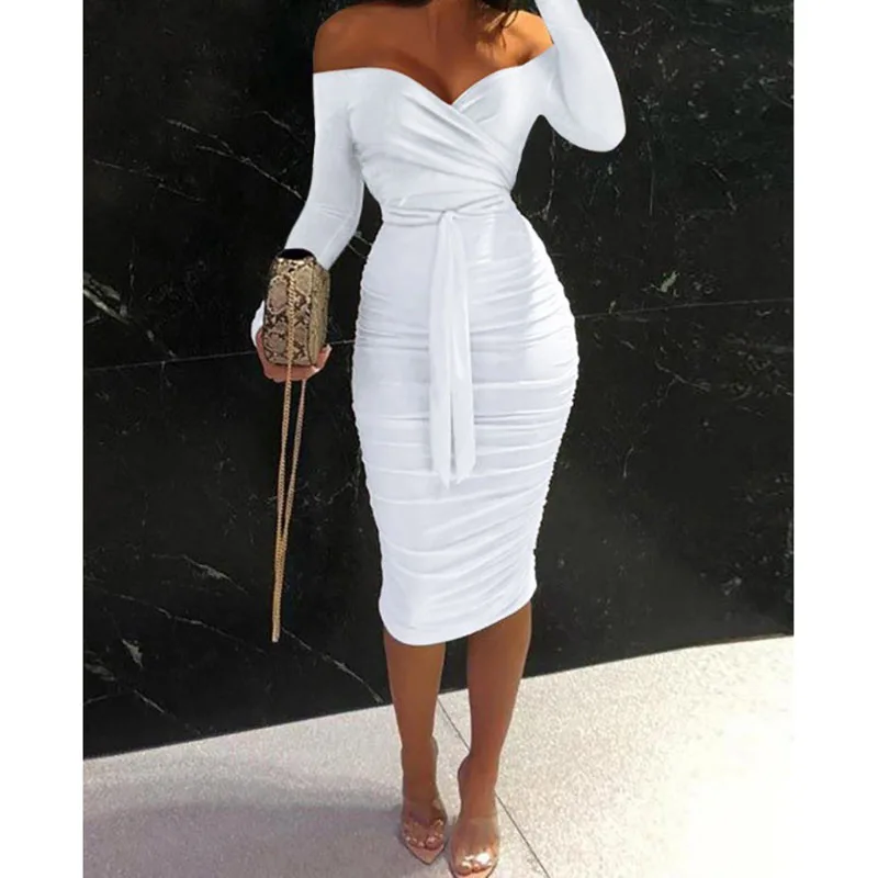 Women Long Sleeve Dress Autumn 2021 Off Shoulder Ruched Belted Bodycon Dress Sexy Night Club Party Dresses
Women Long Sleeve Dress Autumn 2021 Off Shoulder Ruched Belted Bodycon Dress Sexy Night Club Party Dresses