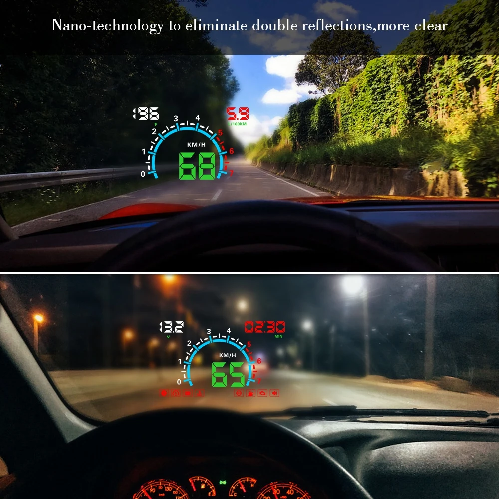 

Turejo E350 HUD 5.8 Inch Car Head Up Display Windscreen Projector OBD2 Car Driving Data Speeding Warning MPH Fuel Speedometer