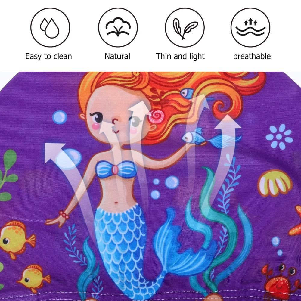 3pcs Kids Printing Swimming Cloth Caps Cartoon Elastic Swim Caps Bathing Caps