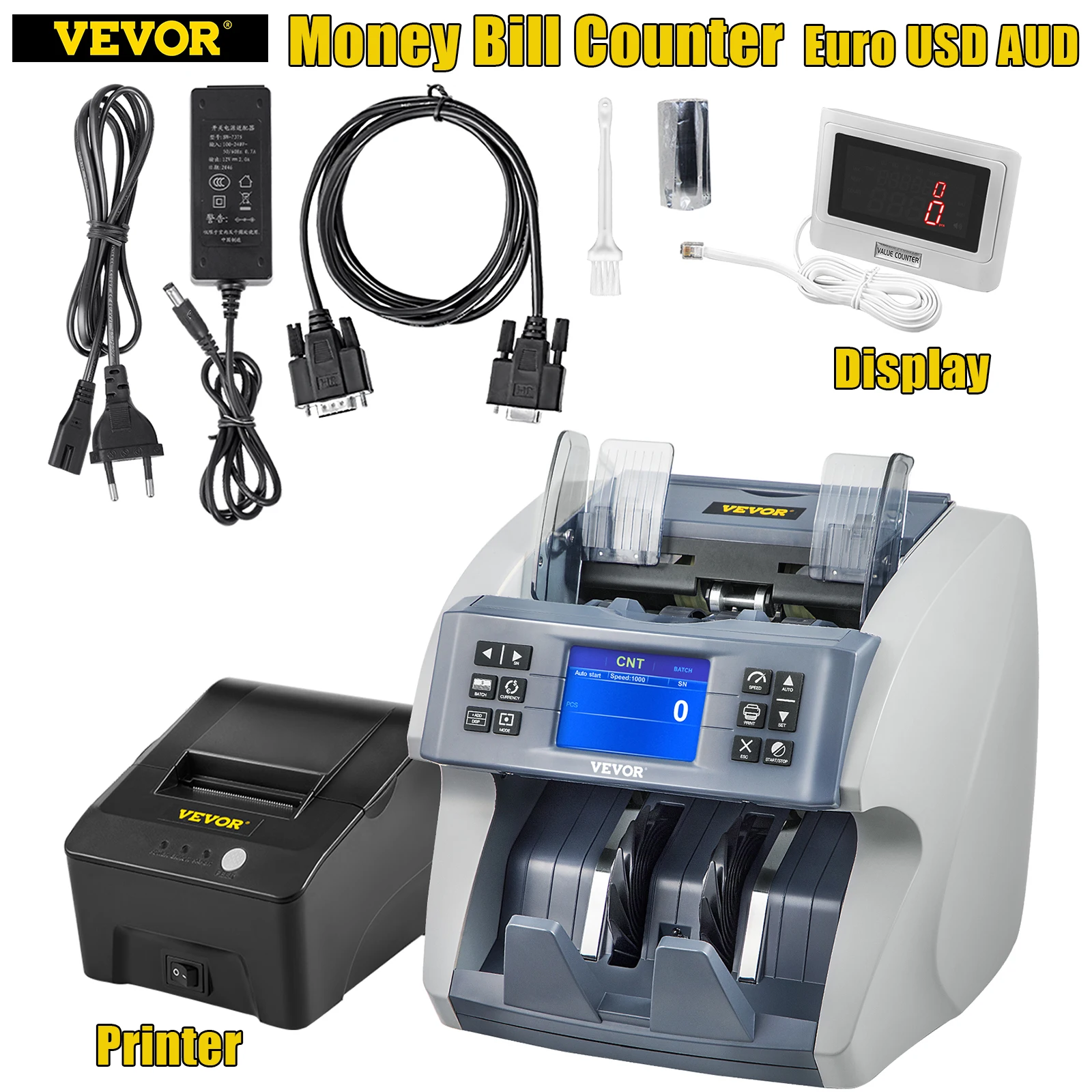 VEVOR Money Bill Counter Business Cash Register Fake Banknote Detector With 5 Counterfeit Fuction for Euro USD AUD Banks Shops
VEVOR Money Bill Counter Business Cash Register Fake Banknote Detector With 5 Counterfeit Fuction for Euro USD AUD Banks Shops