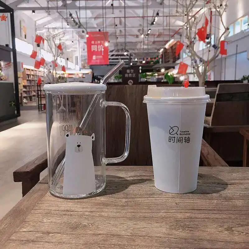 High borosilicate glass Glass Cup Bear Pattern Transparent Glass Bottle Drinking tea cup with Straw with Lid Cute Large Capacity
High borosilicate glass Glass Cup Bear Pattern Transparent Glass Bottle Drinking tea cup with Straw with Lid Cute Large Capacity
