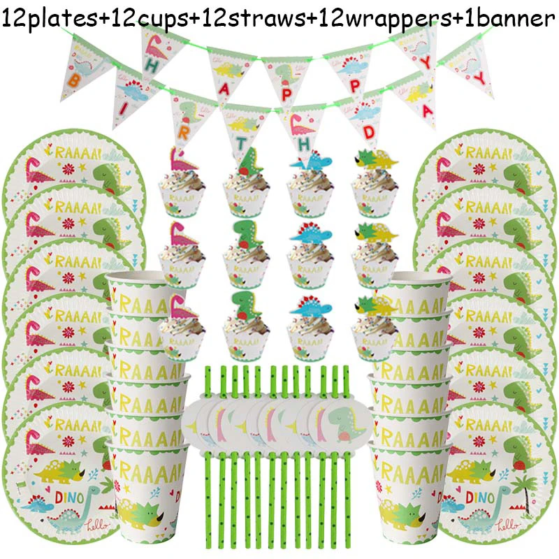 49pcs Dinosaur Theme Party Tableware Set Paper Plates Cups Straws Banner Cake Wrapper Boy 1st Birthday Roar Dino Party Supplies
49pcs Dinosaur Theme Party Tableware Set Paper Plates Cups Straws Banner Cake Wrapper Boy 1st Birthday Roar Dino Party Supplies