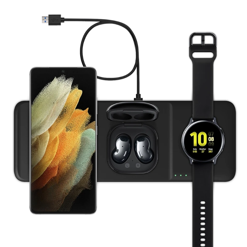 QC 3.0 Fast Wireless Charger Stand 3 in 1 Wireless Charging Station for Sam-sung Phone Watch Earbuds H9EB
QC 3.0 Fast Wireless Charger Stand 3 in 1 Wireless Charging Station for Sam-sung Phone Watch Earbuds H9EB