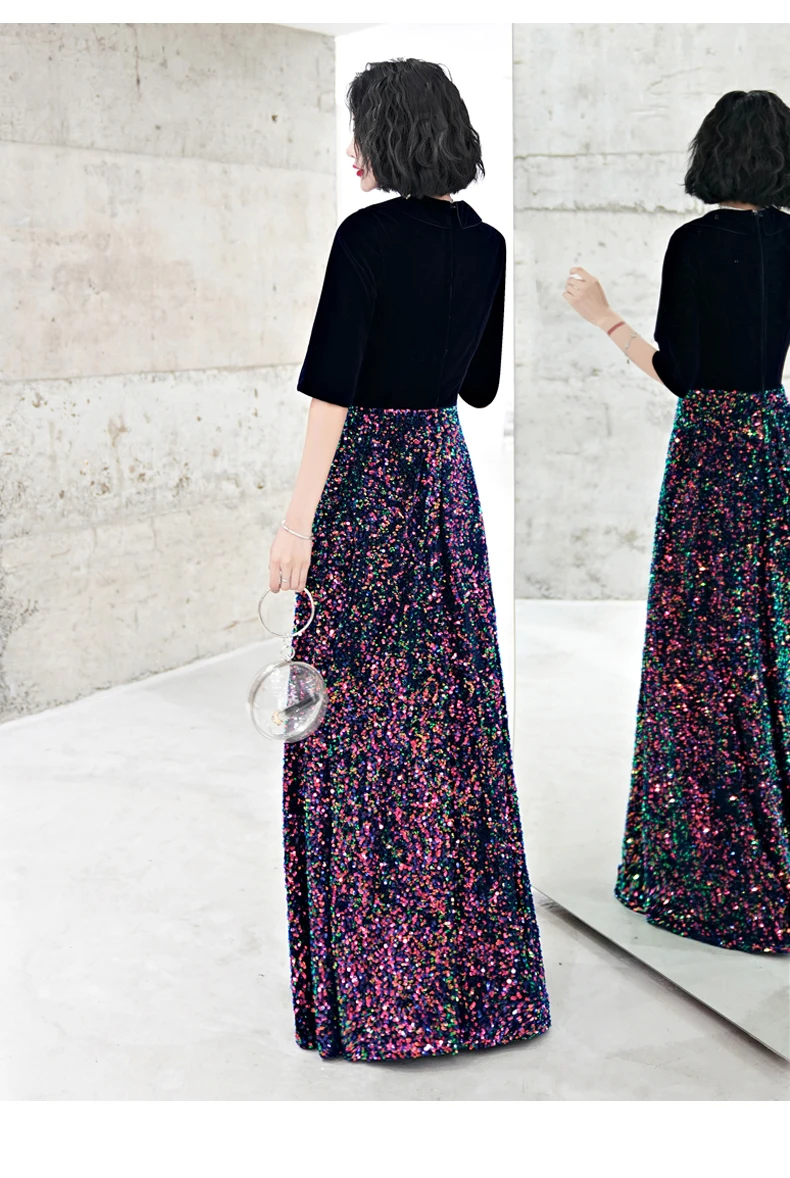 Unique Tops Half Sleeves Velvet Lace Sequins Evening Gown A-line Floor Length Prom Dress Custom Made
Unique Tops Half Sleeves Velvet Lace Sequins Evening Gown A-line Floor Length Prom Dress Custom Made
