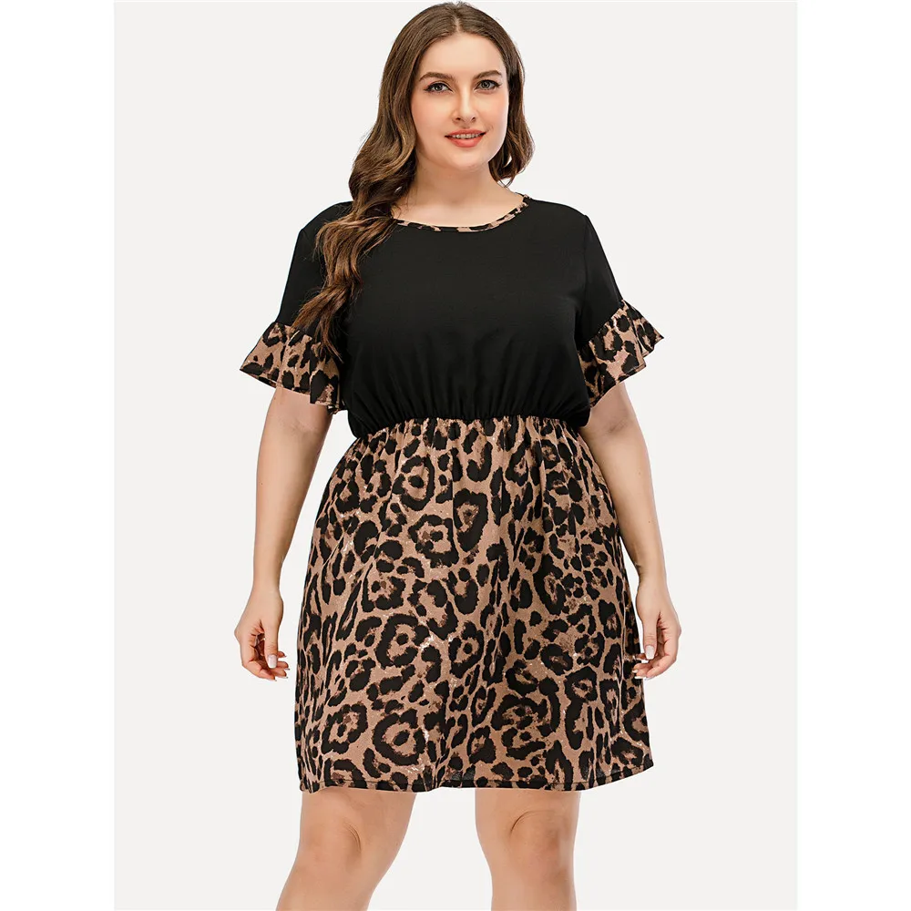 Plus Size Women Mini Dress Leopard Print Short Sleeve O-Neck Loose Party Dresses Casual Ladies Fashion A-Line Vestidos Summer
Plus Size Women Mini Dress Leopard Print Short Sleeve O-Neck Loose Party Dresses Casual Ladies Fashion A-Line Vestidos Summer