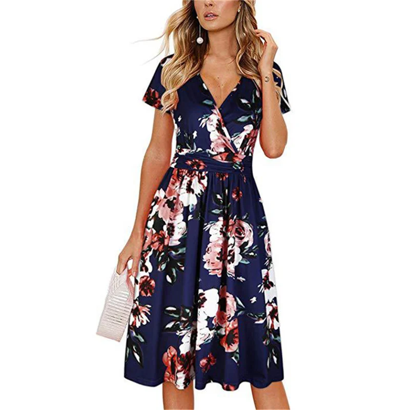 Women's Summer Dress 2021 New National Style Retro Printing V-Neck Green Lilies Short-Sleeved Temperament Big Swing Dress GH98
Women's Summer Dress 2021 New National Style Retro Printing V-Neck Green Lilies Short-Sleeved Temperament Big Swing Dress GH98