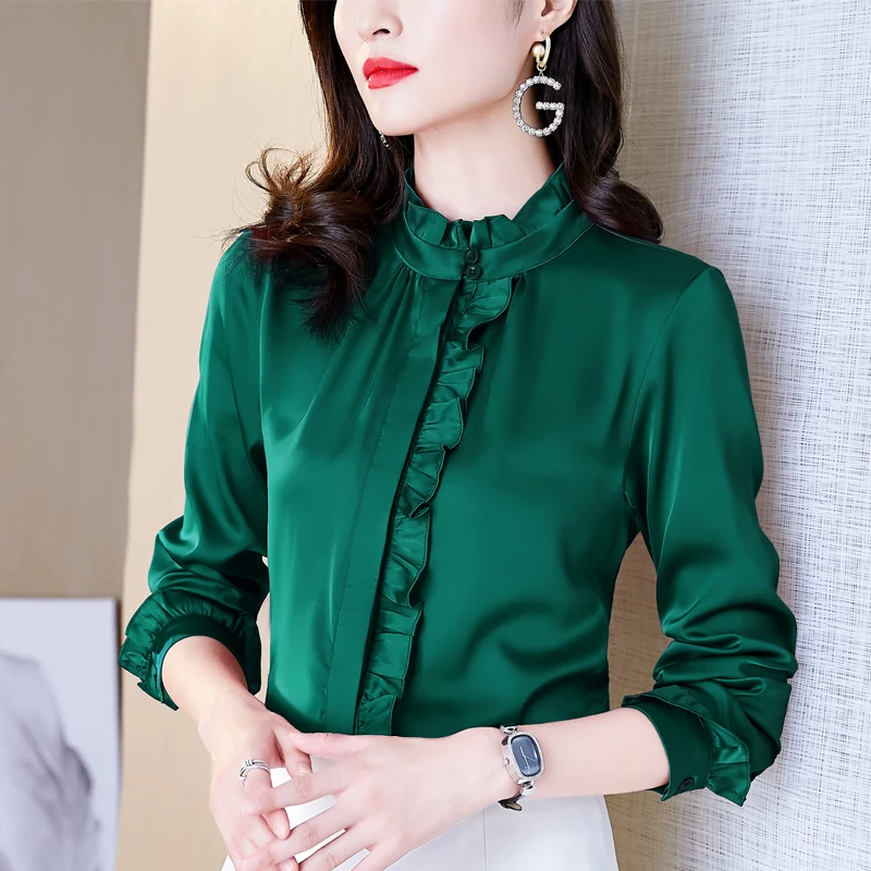 Autumn Korean Silk Women Blouses Women Long Sleeve Shirts Elegant Satin Office Lady Button Up Shirt Blusas Mujer De Moda
Autumn Korean Silk Women Blouses Women Long Sleeve Shirts Elegant Satin Office Lady Button Up Shirt Blusas Mujer De Moda