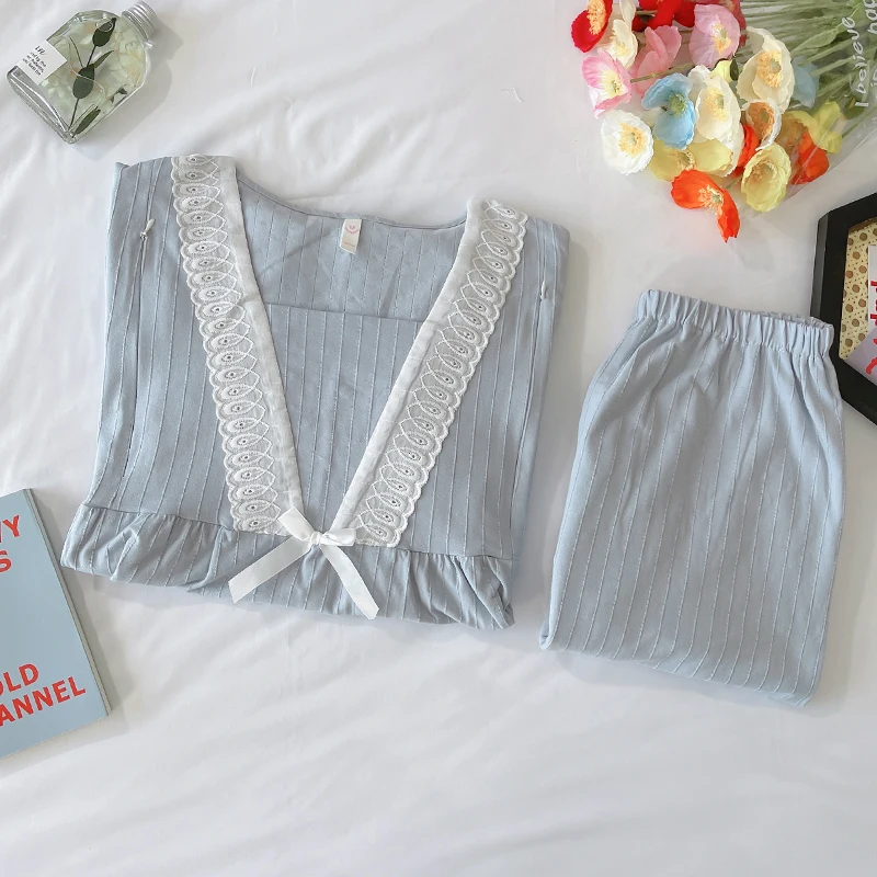 3145# Summer Short Sleeve Cotton Maternity Nursing Sleepwear Sets Breast Feeding Pajamas Clothes for Pregnancy Home Lounge Wear
3145# Summer Short Sleeve Cotton Maternity Nursing Sleepwear Sets Breast Feeding Pajamas Clothes for Pregnancy Home Lounge Wear