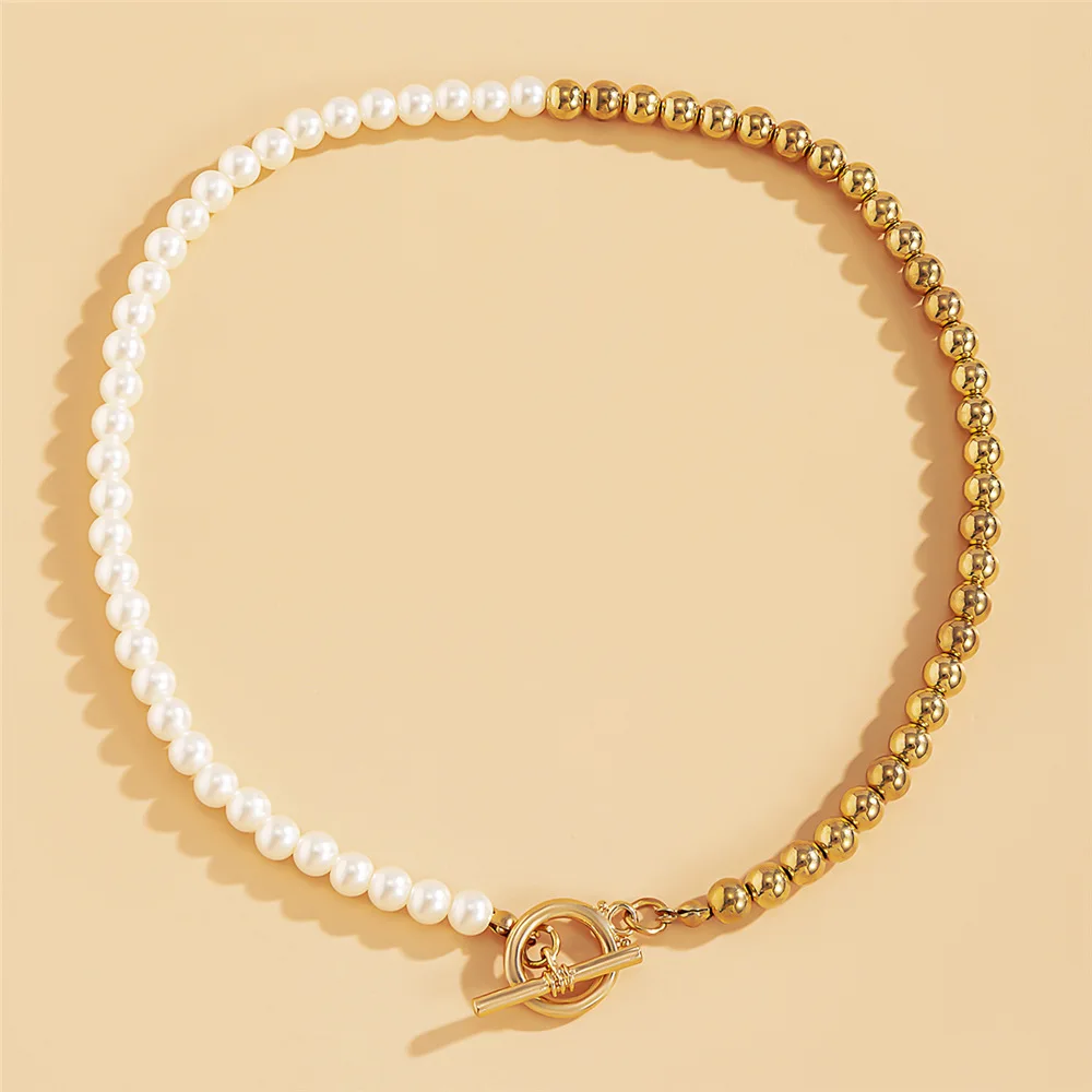 Half Pearl Half Chain Necklace for Women Alloy Solid Metal Choker Korean Fashion Temperament New Tassel Jewelry Gift Gold Silver
Half Pearl Half Chain Necklace for Women Alloy Solid Metal Choker Korean Fashion Temperament New Tassel Jewelry Gift Gold Silver