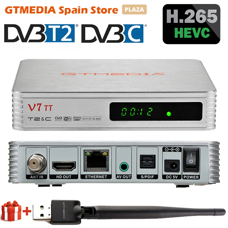 

2020 GTMEDIA V7 TT Terrestrial TV Receiver DVB-T2 Cable Decoder H.265 HEVC 10Bit Tuner USB WIFI TDT Set top box Stock in italy