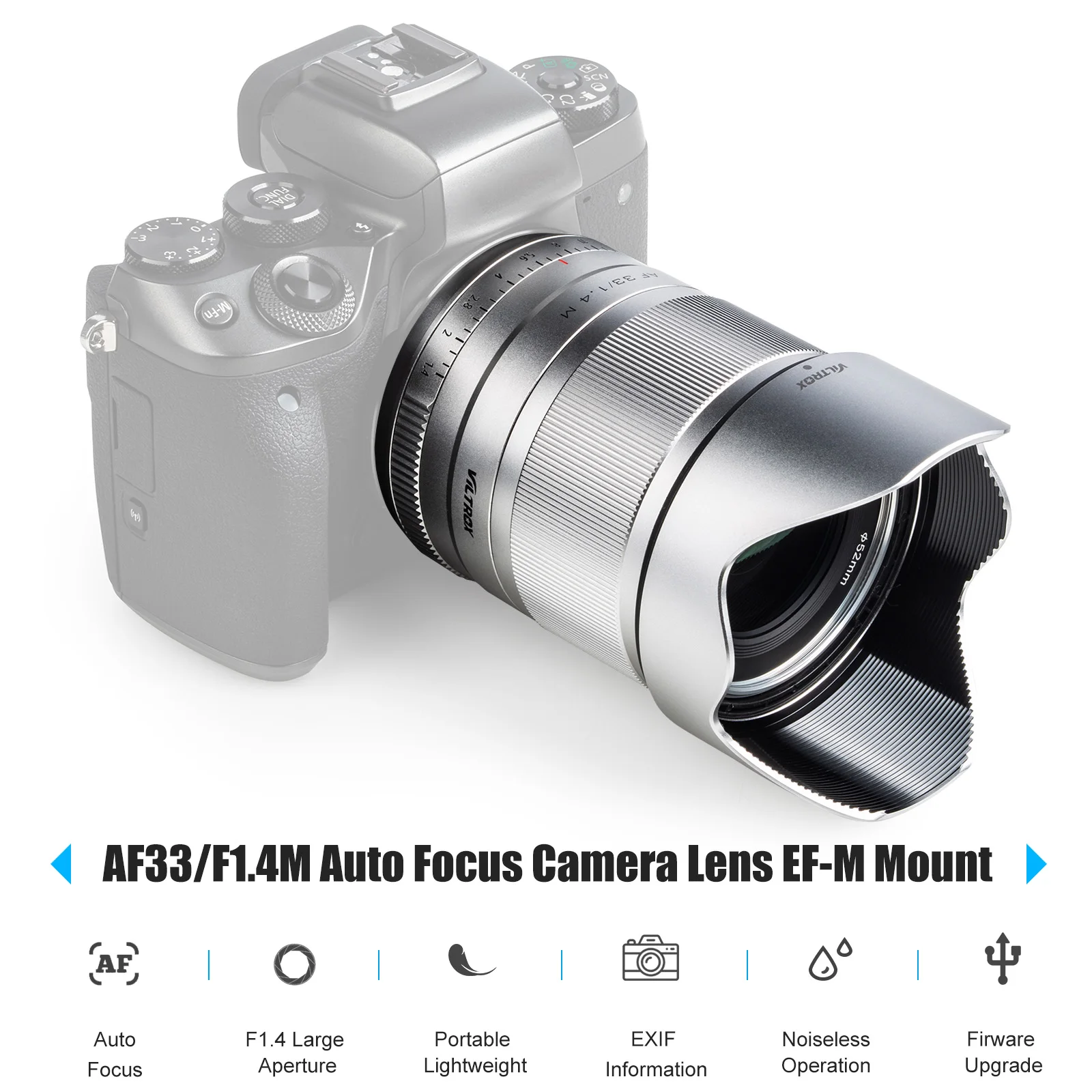 VILTROX Auto Focus Camera Lens F1.4 Large Aperture 33mm Focal Length M-Mount Replacement for Canon EOS M3/5/6/6 Mark II/M7/10/50
VILTROX Auto Focus Camera Lens F1.4 Large Aperture 33mm Focal Length M-Mount Replacement for Canon EOS M3/5/6/6 Mark II/M7/10/50