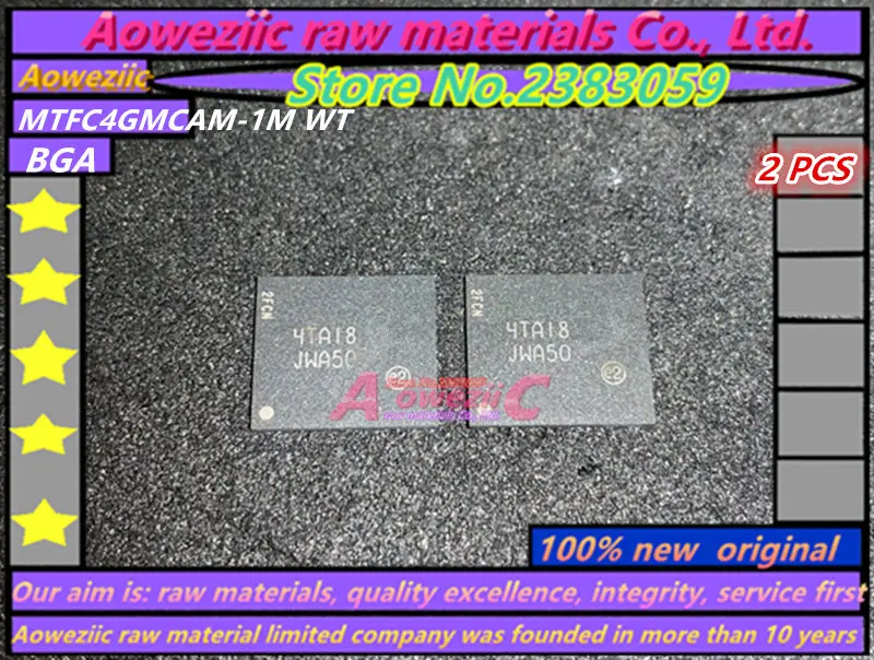 

Aoweziic 100% Новый оригинальный JWA50 MTFC4GMCAM-1M WT BGA чип памяти