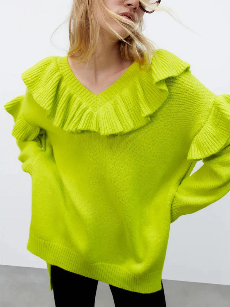 KBAT 2022 Vintage Autumn Women Knit Sweater Ruffles Elegant Ladies Warm Knitted Pullover Asymmetrical V Neck Top Female Jumper
KBAT 2022 Vintage Autumn Women Knit Sweater Ruffles Elegant Ladies Warm Knitted Pullover Asymmetrical V Neck Top Female Jumper