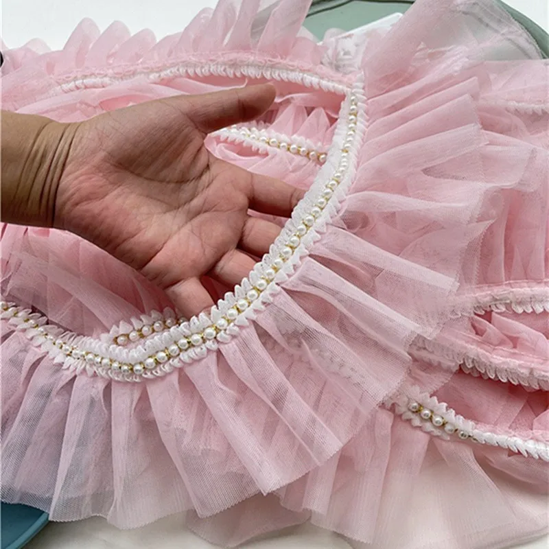 Widened Pink Pleated Bead Yarn Lace Fabric DIY Children's Dress Cake Skirt Fluffy Cuffs Home Textile Pet Bib Sewing Accessories
Widened Pink Pleated Bead Yarn Lace Fabric DIY Children's Dress Cake Skirt Fluffy Cuffs Home Textile Pet Bib Sewing Accessories
