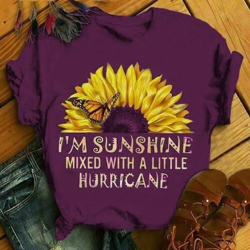 I'm Sunshine Sunflower Print T Shirt Women Short Sleeve O Neck Loose Tshirt Summer Women Tee Shirt Tops Camisetas Mujer
I'm Sunshine Sunflower Print T Shirt Women Short Sleeve O Neck Loose Tshirt Summer Women Tee Shirt Tops Camisetas Mujer
