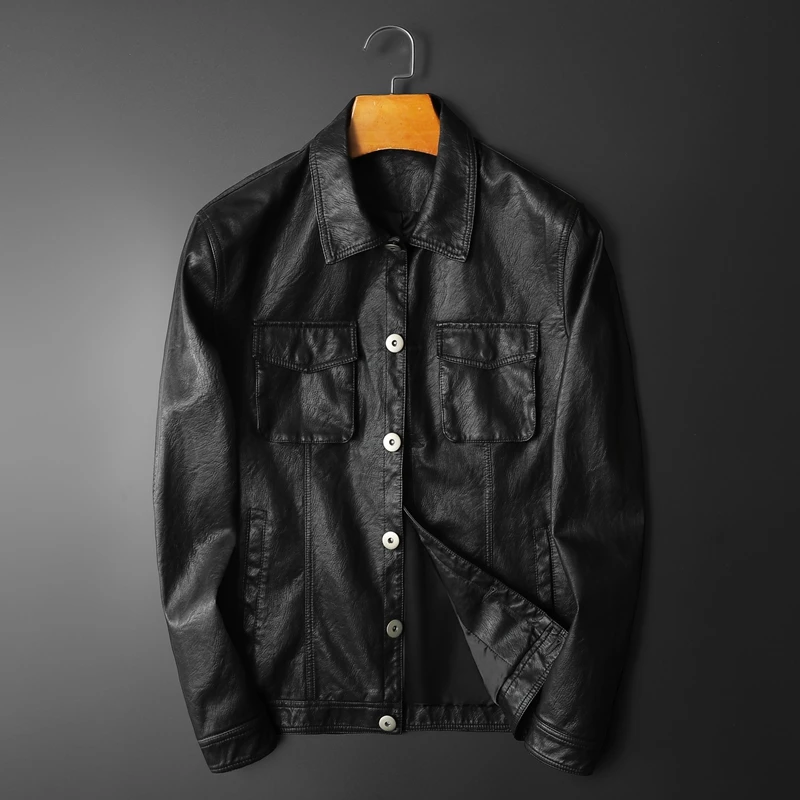 Minglu Autumn Winter Pu Male Jackets Luxury Faux Leather Turn Down Collar Black Mens Coats Slim Fit Casual Man Coats 4XL
Minglu Autumn Winter Pu Male Jackets Luxury Faux Leather Turn Down Collar Black Mens Coats Slim Fit Casual Man Coats 4XL