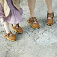 OB11 doll shoes are suitable for 1/12 size fashionable new wedges ● Mori shoes with wood grain sole brown and black