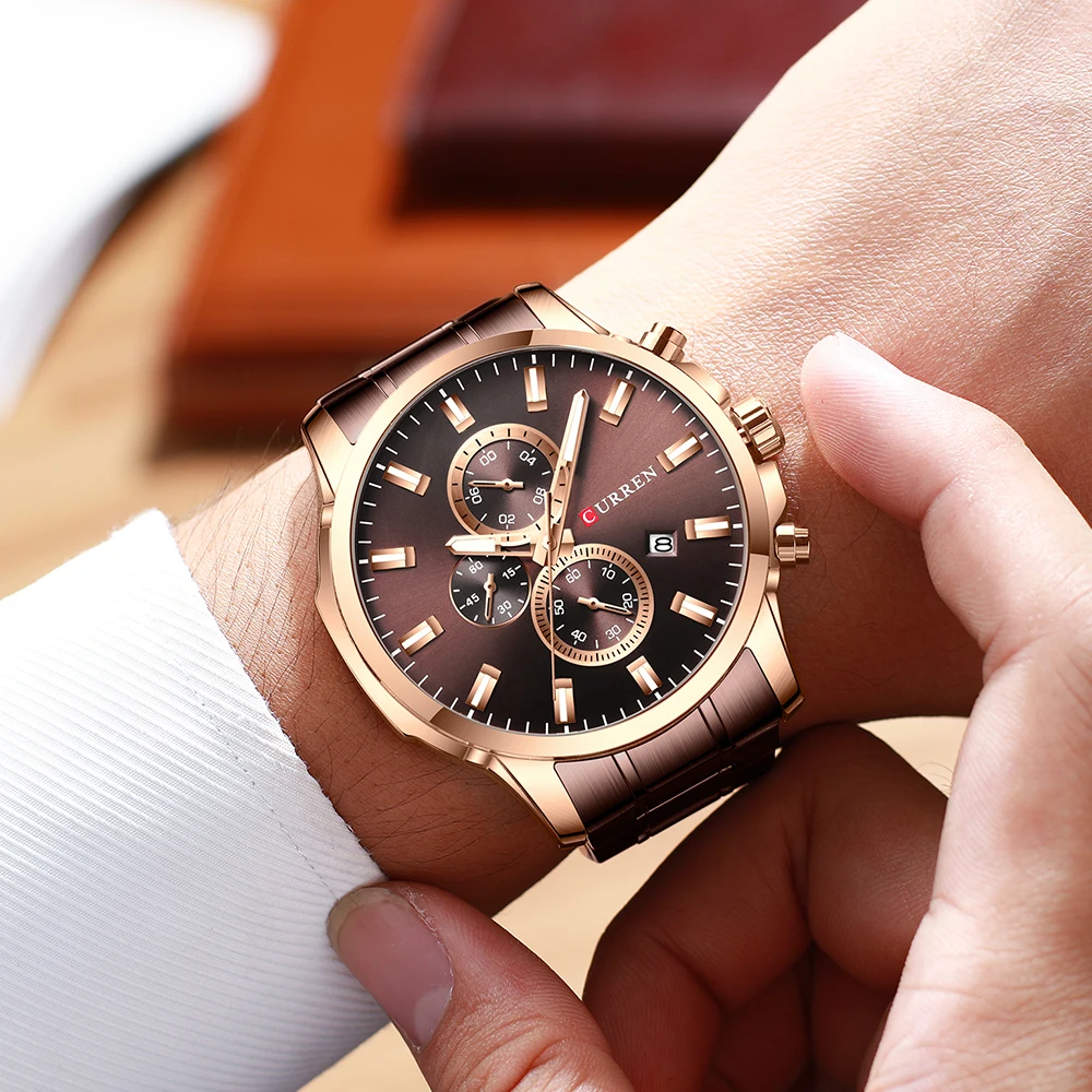 Fashion Casual Watch Men Coffee Clock Men Quartz Wristwatch Stainless Steel Band Chronograph Watch Male Relogio Masculino
Fashion Casual Watch Men Coffee Clock Men Quartz Wristwatch Stainless Steel Band Chronograph Watch Male Relogio Masculino