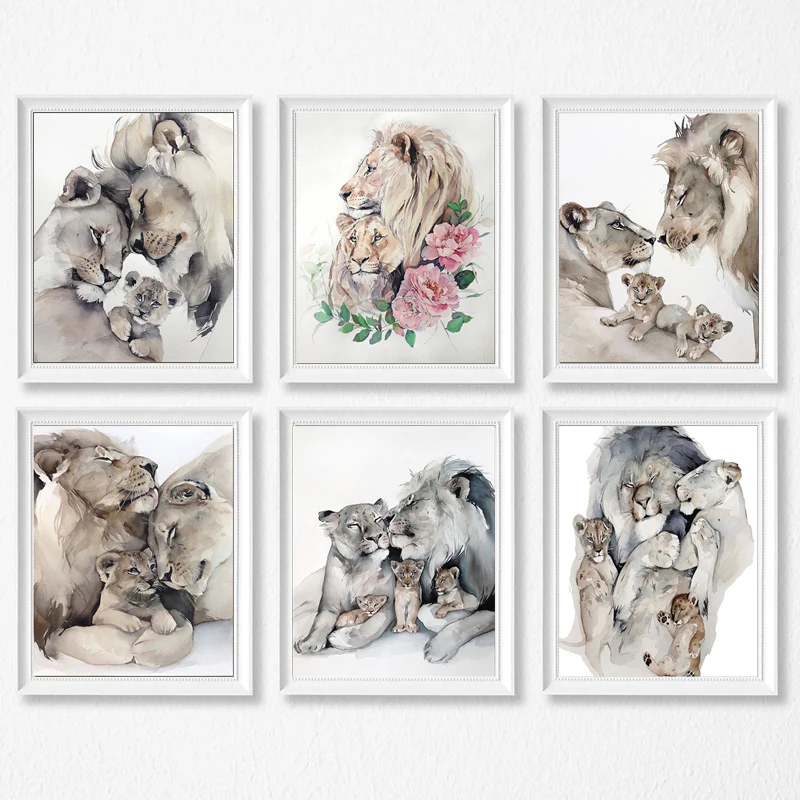 Watercolor Lion Poster Canvas Painting Print Lion Family Hoom Decor Children's Room Abstract Animal Wall Art Decoration Pictures
Watercolor Lion Poster Canvas Painting Print Lion Family Hoom Decor Children's Room Abstract Animal Wall Art Decoration Pictures