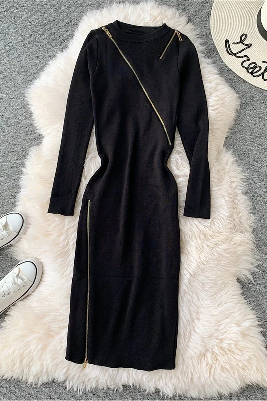 2020 Zipper Autumn Dresses Winter Bodycon Knitted Sweater Midi Pencil Dress Party Knee Length Women Casual Slim Office Vestidos
2020 Zipper Autumn Dresses Winter Bodycon Knitted Sweater Midi Pencil Dress Party Knee Length Women Casual Slim Office Vestidos