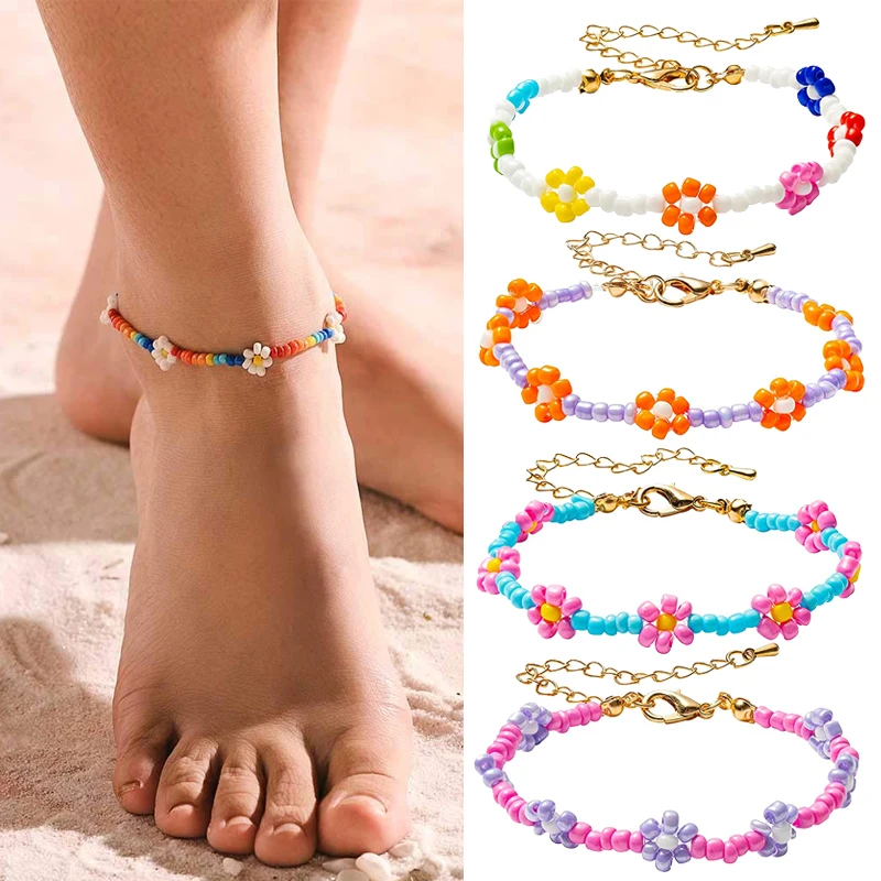Korean Cute Flower Anklet Bracelet Women 2021 Fashion Colorful Seed Beads Chain Charm Bracelet on The Leg Boho Wristband Jewelry
Korean Cute Flower Anklet Bracelet Women 2021 Fashion Colorful Seed Beads Chain Charm Bracelet on The Leg Boho Wristband Jewelry