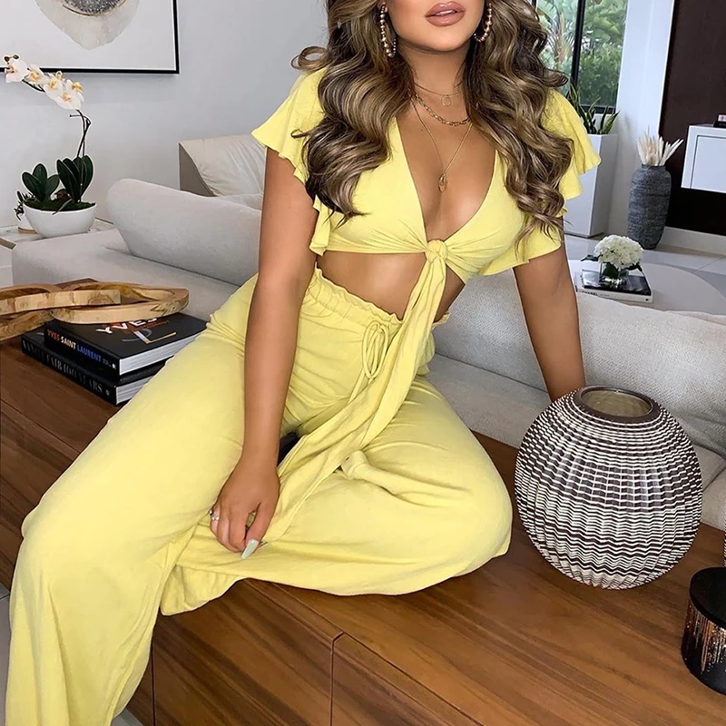 New Yellow Summer Sexy Off Shoulder Sleeveless Bow Tie Sets Women Elegant Strapless Tops Loose Print Pants Sets Casual Home Wear
New Yellow Summer Sexy Off Shoulder Sleeveless Bow Tie Sets Women Elegant Strapless Tops Loose Print Pants Sets Casual Home Wear