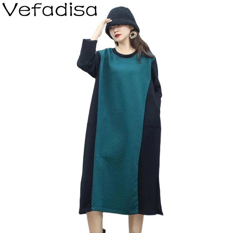 Vefadisa Fashion Color Matching Loose Large Size Knitted Dress 2022 Spring New Round Neck Pullover Dress Women TT938
Vefadisa Fashion Color Matching Loose Large Size Knitted Dress 2022 Spring New Round Neck Pullover Dress Women TT938