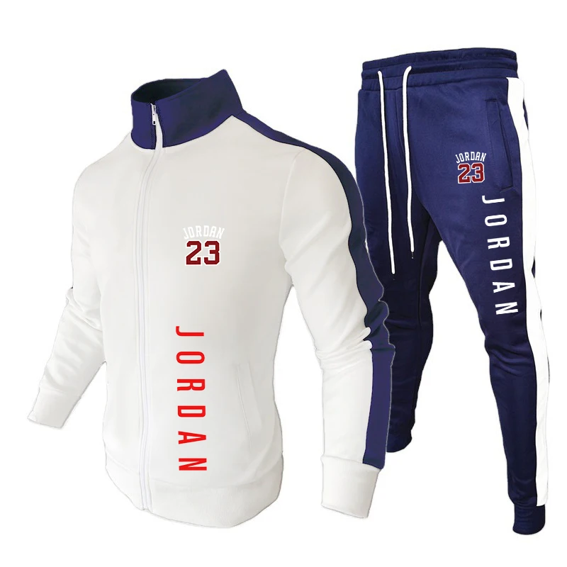 2021 sportswear men's sports suit two-piece zipper shirt + pants sports suit casual sweatshirt