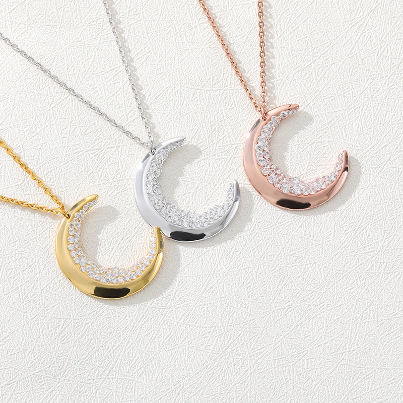 Sweet Romantic Zircon Necklace Women Goddess Charm Fashion Explosion Necklaces Birthday Gift Shiny Moon Pendant Stainless Steel
Sweet Romantic Zircon Necklace Women Goddess Charm Fashion Explosion Necklaces Birthday Gift Shiny Moon Pendant Stainless Steel