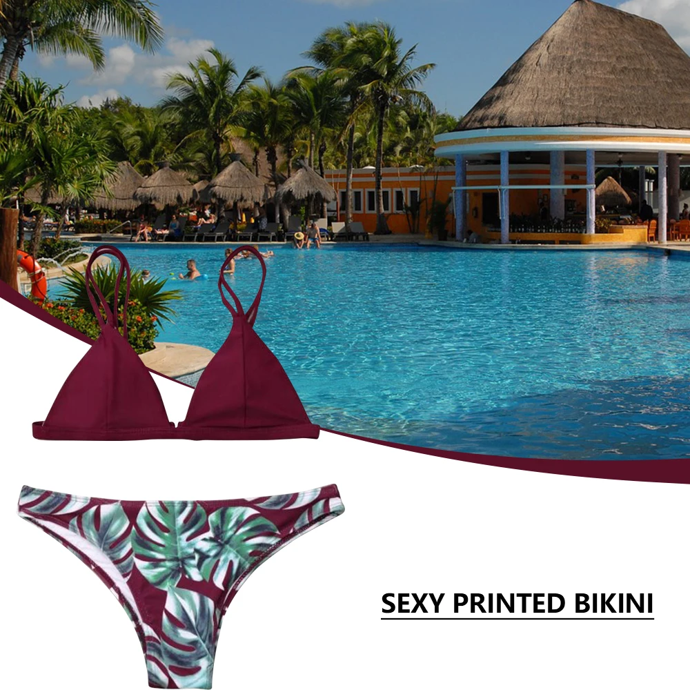 Sexy Leaf Print Bikini Female Swimsuit Women Swimwear Thong Push Up Bikinis Set High Waist Swimming Suits
Sexy Leaf Print Bikini Female Swimsuit Women Swimwear Thong Push Up Bikinis Set High Waist Swimming Suits