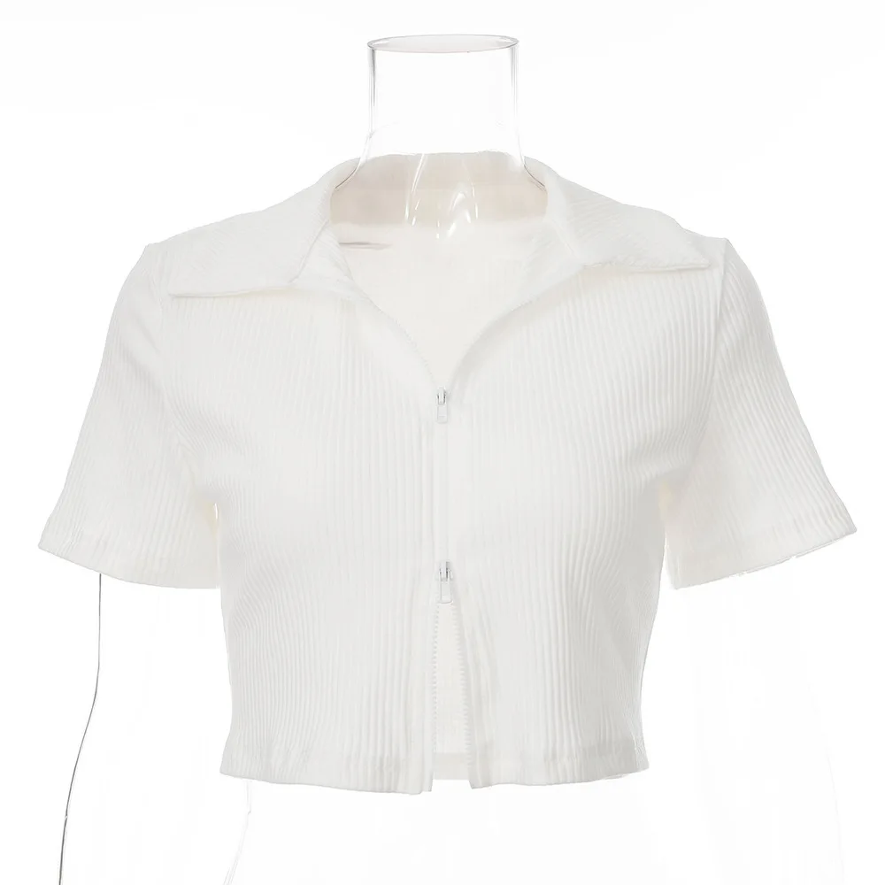 2021 New Explosive European and American Pure Color Sexy Comfortable Pure Color Lapel Short Zipper Slim Stand Collar Top
2021 New Explosive European and American Pure Color Sexy Comfortable Pure Color Lapel Short Zipper Slim Stand Collar Top