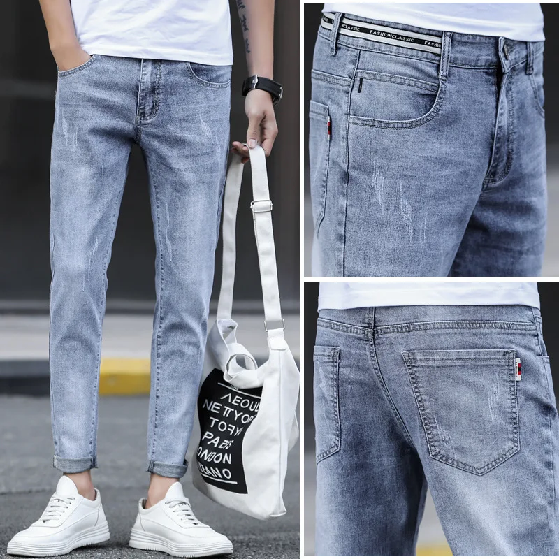 Wholesale 2021 Fashion washing teenagers Denim Jeans men's summer thin brand stretch Korean casual light-colored pencil pants 
Wholesale 2021 Fashion washing teenagers Denim Jeans men's summer thin brand stretch Korean casual light-colored pencil pants