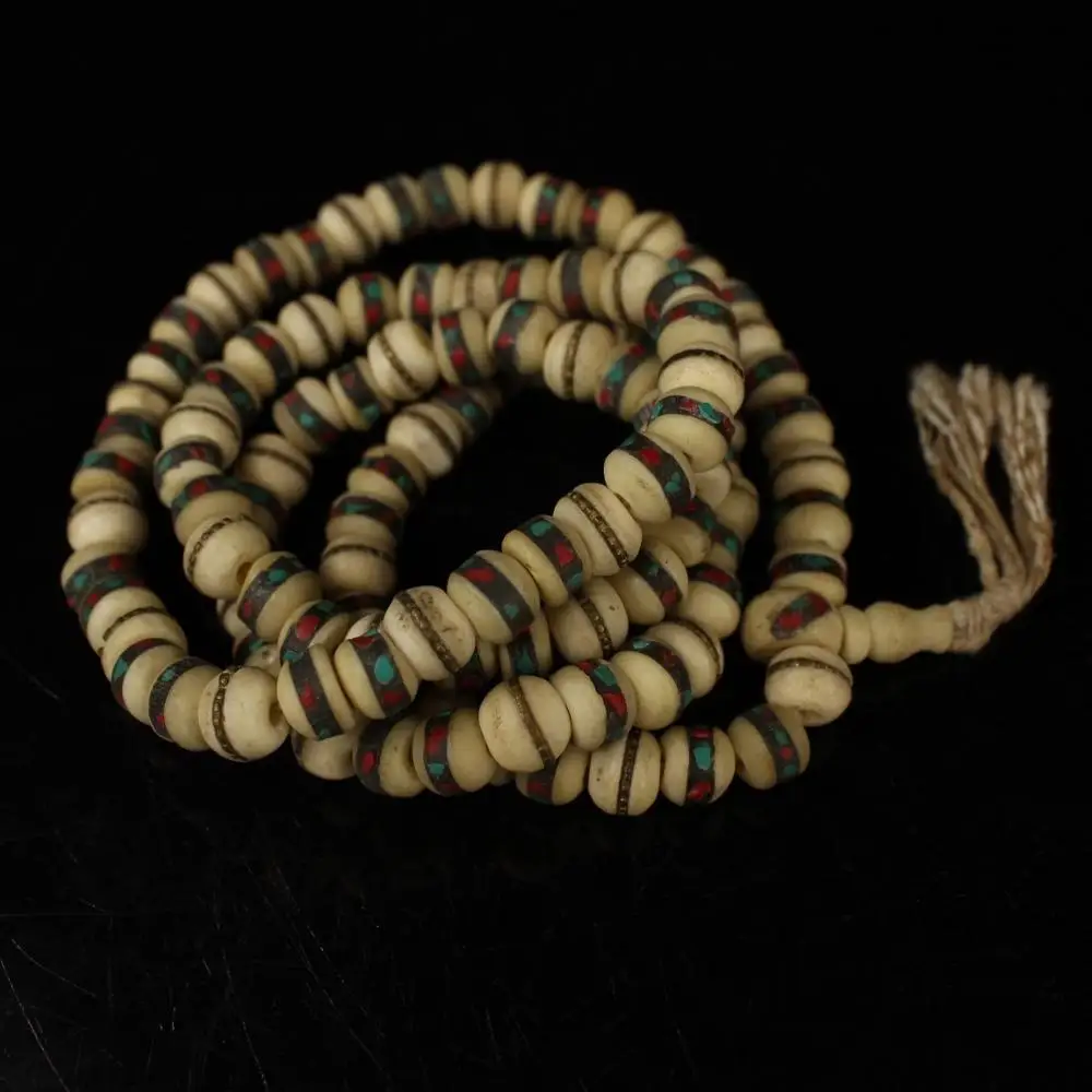 wedding decoration Tibetan monastery collection of old hand-made cow bones inlaid with gemstones 108 beads necklace
wedding decoration Tibetan monastery collection of old hand-made cow bones inlaid with gemstones 108 beads necklace