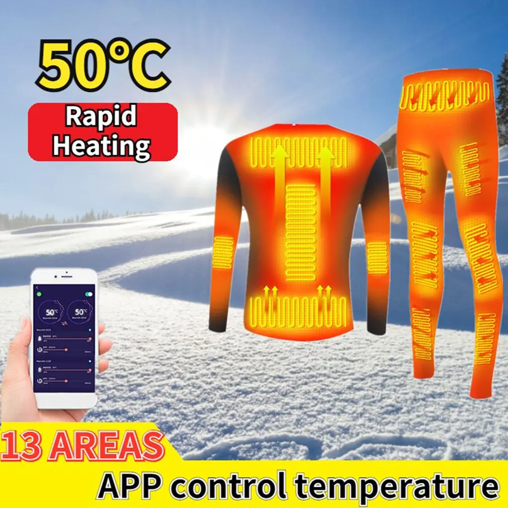 Winter Heated Underwear Suit USB Battery Powered Electric Heating Warm Tops Pants Phone Smart Control Temperature Ski Underwear
Winter Heated Underwear Suit USB Battery Powered Electric Heating Warm Tops Pants Phone Smart Control Temperature Ski Underwear