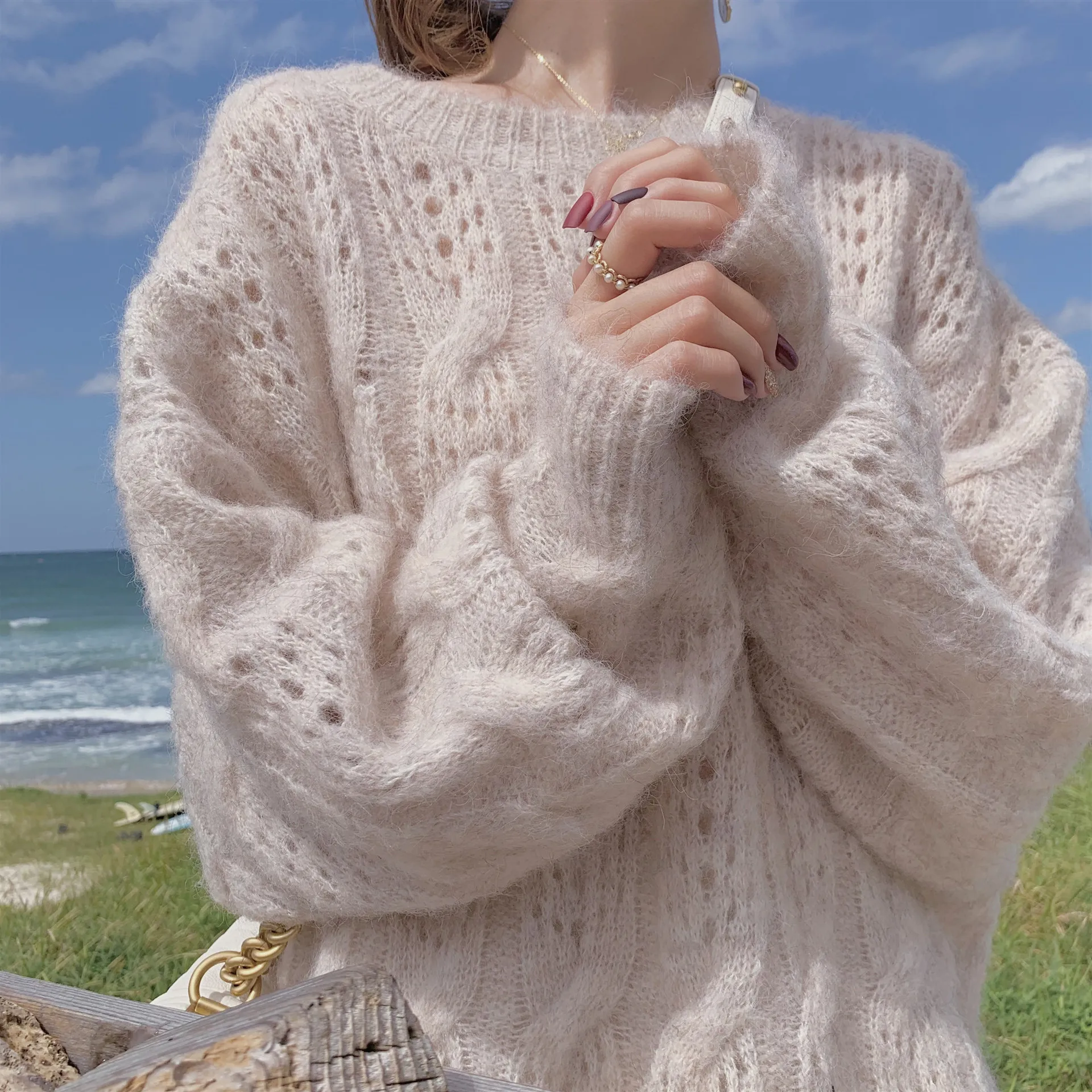 Fannic Winter Fashion Casual Loose Thick Pink Beige Hollow-out Long Sleeve Pullover Round Neck Sweater Women
Fannic Winter Fashion Casual Loose Thick Pink Beige Hollow-out Long Sleeve Pullover Round Neck Sweater Women