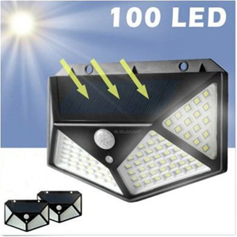 100 LED Solar Wall Lamp 3 Modes Outdoor with Motion Sensor Solar Powered Sunlight Spotlights for Garden Courtyard Decor 1/2/4pc
100 LED Solar Wall Lamp 3 Modes Outdoor with Motion Sensor Solar Powered Sunlight Spotlights for Garden Courtyard Decor 1/2/4pc