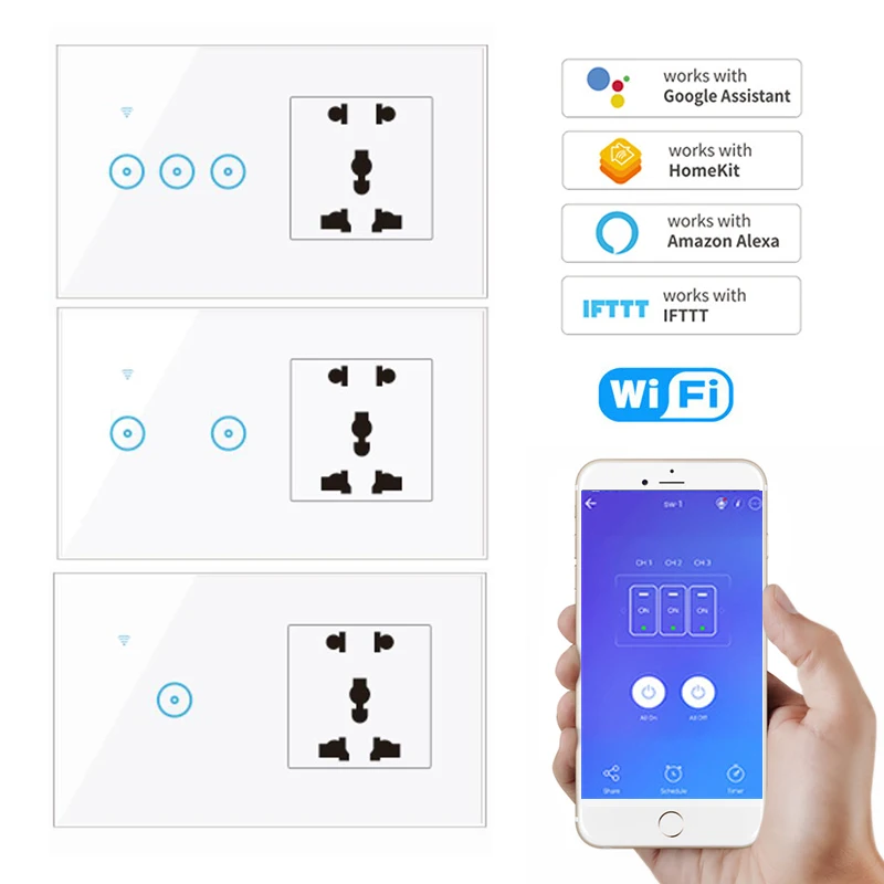 1/2/3 кнопочный сенсорный переключатель с Wi-Fi 16 А, умный переключатель с универсальным пультом дистанционного управления, работает с Alexa Google ...
1/2/3 кнопочный сенсорный переключатель с Wi-Fi 16 А, умный переключатель с универсальным пультом дистанционного управления, работает с Alexa Google ...